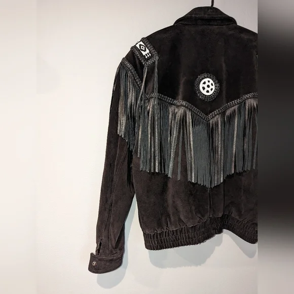 Vintage Scully Authentic Genuine black leather jacket with black leather fringe. - Picture 11 of 12
